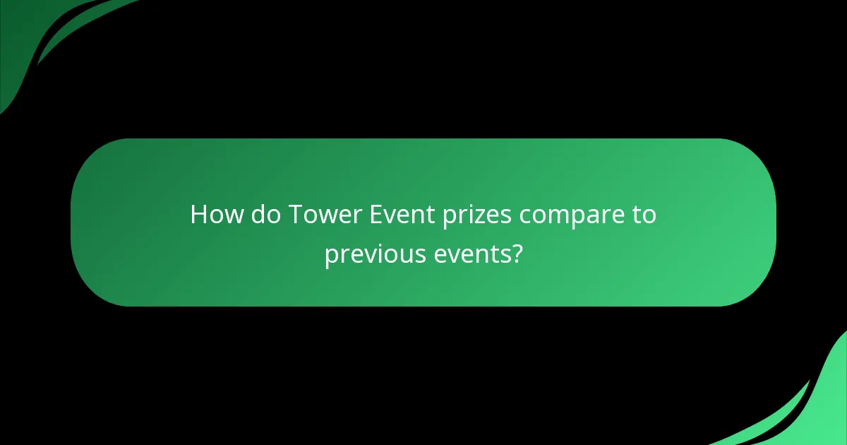 How do Tower Event prizes compare to previous events?